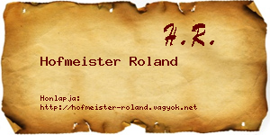 Hofmeister Roland névjegykártya